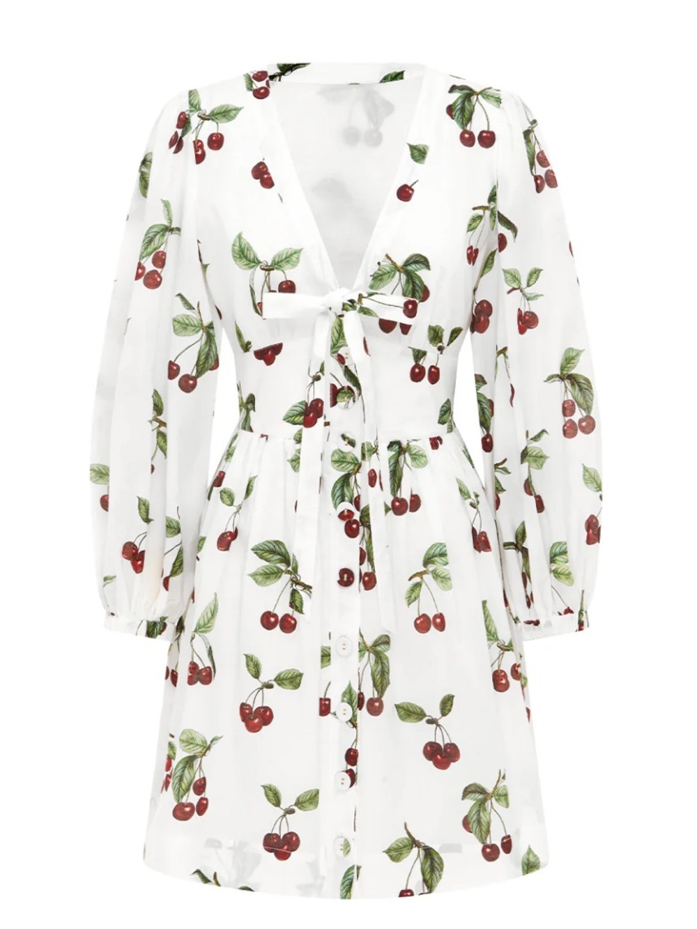 Anthropologie Ephemera Cherry V-Neck Cotton Mini Dress Size 6